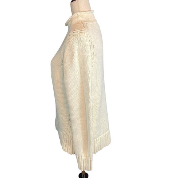 J. Crew 1988 Roll Neck 100% Cotton Sweater Cream Women's Medium - Picture 6 of 8